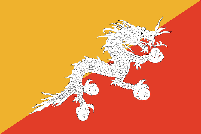 Bhutan Flag with Thunder Dragon